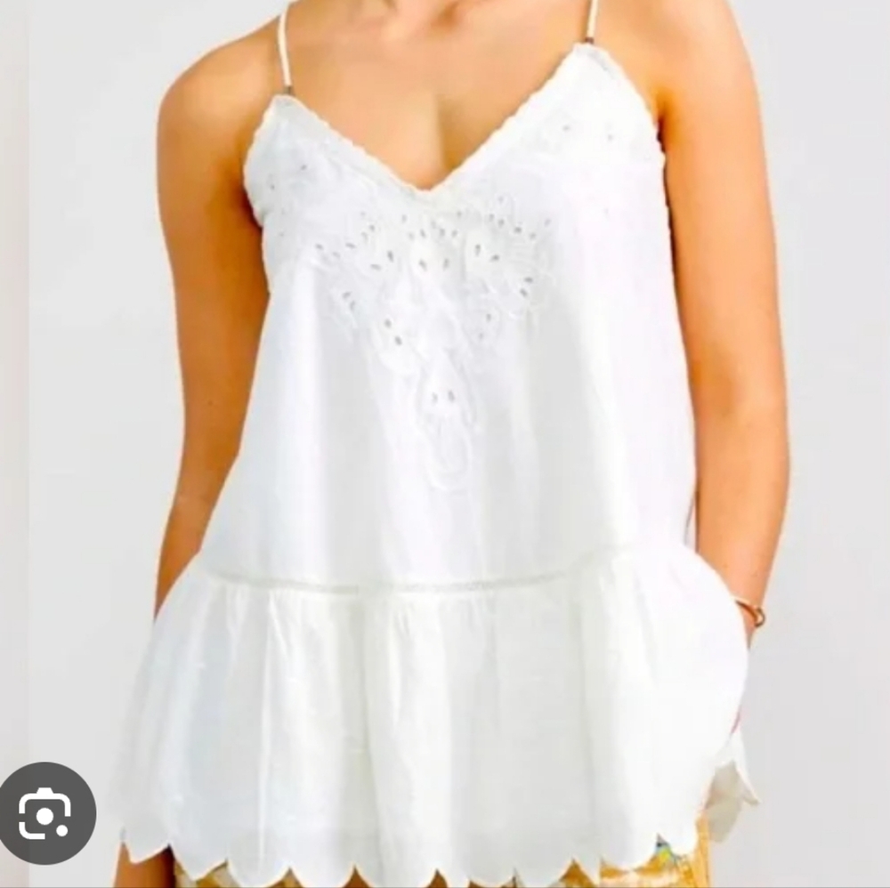 Anthropologie White Eyelet Peplum Blouse